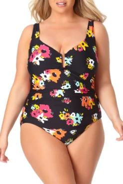 Anne Cole Plus - Sweetheart U Trim One Piece Swimsuit