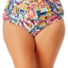 Anne Cole Plus - Ring Belted High Waist Bikini Bottom -One-Pieces Store anne cole plus watercolor paisley ring belt gw bikini bottom crop 051 21PB35195