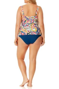 Anne Cole Plus - Underwire Twist Front Tankini Swim Top -One-Pieces Store anne cole plus watercolor paisley uw twist front ots tankini back 151 21PT20195