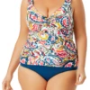 Anne Cole Plus - Underwire Twist Front Tankini Swim Top -One-Pieces Store anne cole plus watercolor paisley uw twist front ots tankini crop 130 21PT20195