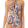 Anne Cole - Ring High Neck One Piece Swimsuit -One-Pieces Store anne cole watercolor paisley ring high neck op crop 965 21MO09495